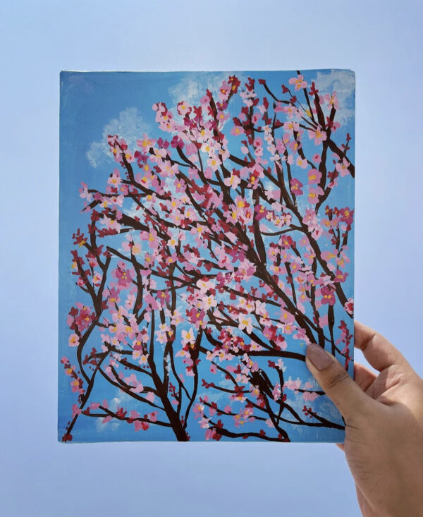 Handmade Cherry Blossom Painting – A Work of Artistry and Elegance