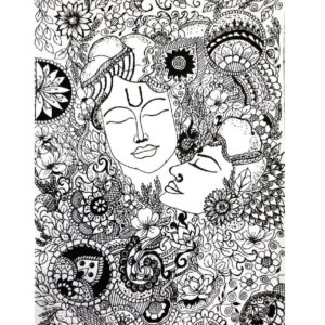 Radha Krishna Pen Art