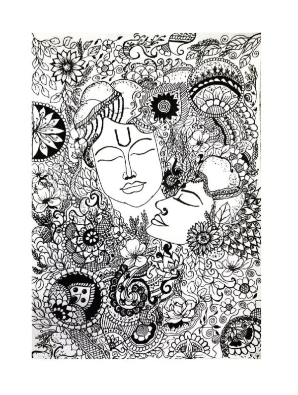 Radha Krishna Pen Art