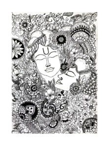 Radha Krishna Pen Art - A Divine Masterpiece